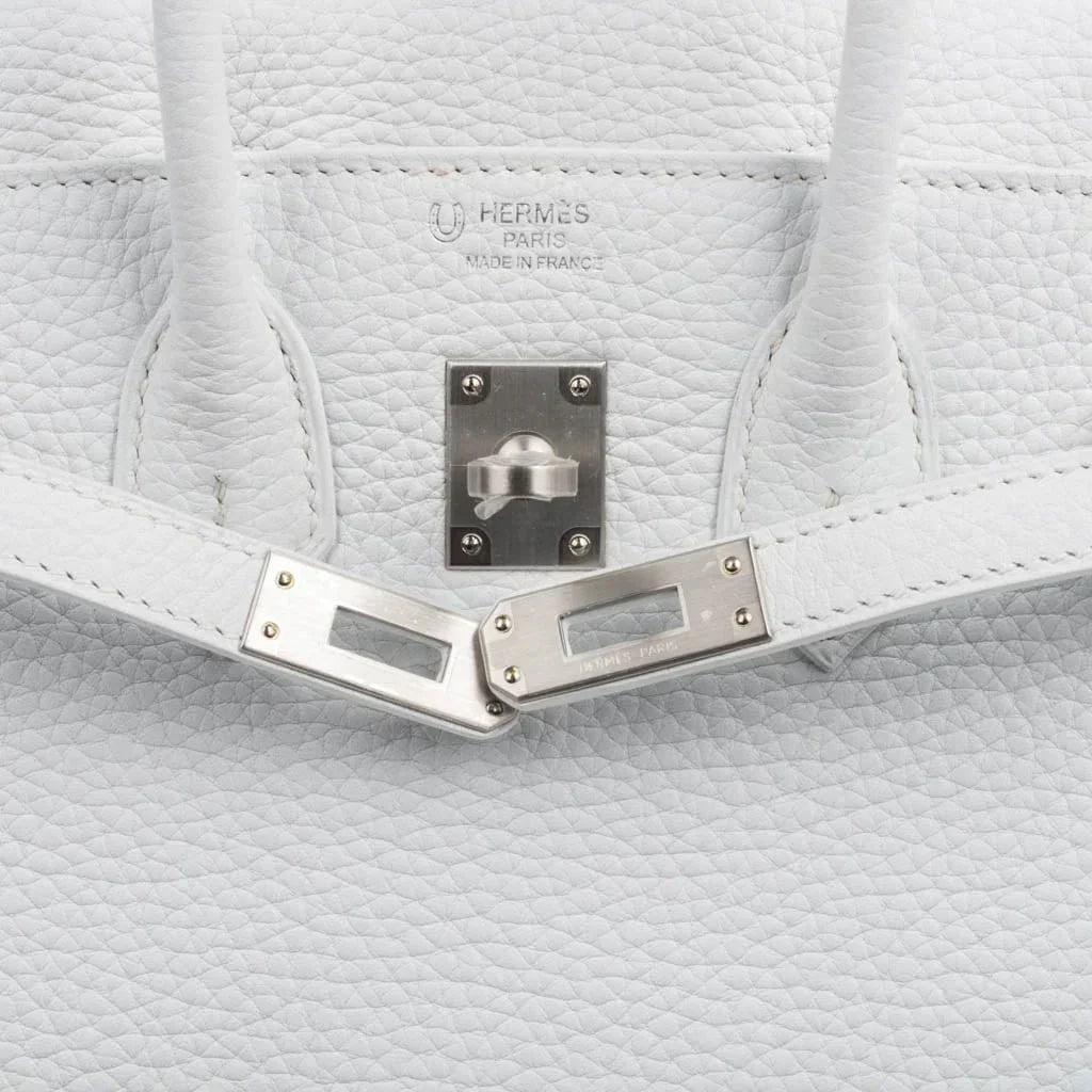Birkin 25 Bag HSS White Clemence Trench Interior Brushed Palladium Hardware