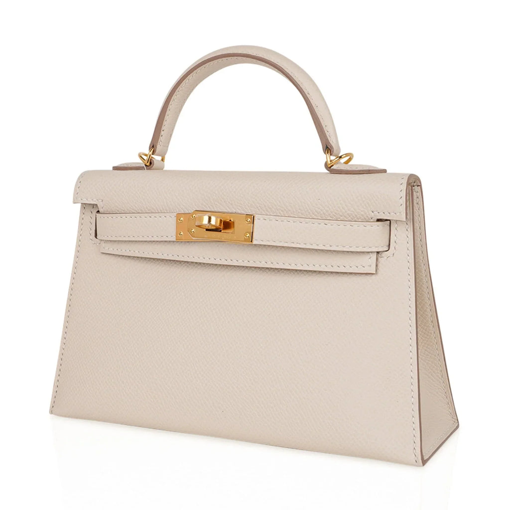 Kelly 20 Mini Sellier Bag Craie Epsom Leather Gold Hardware New w/Box