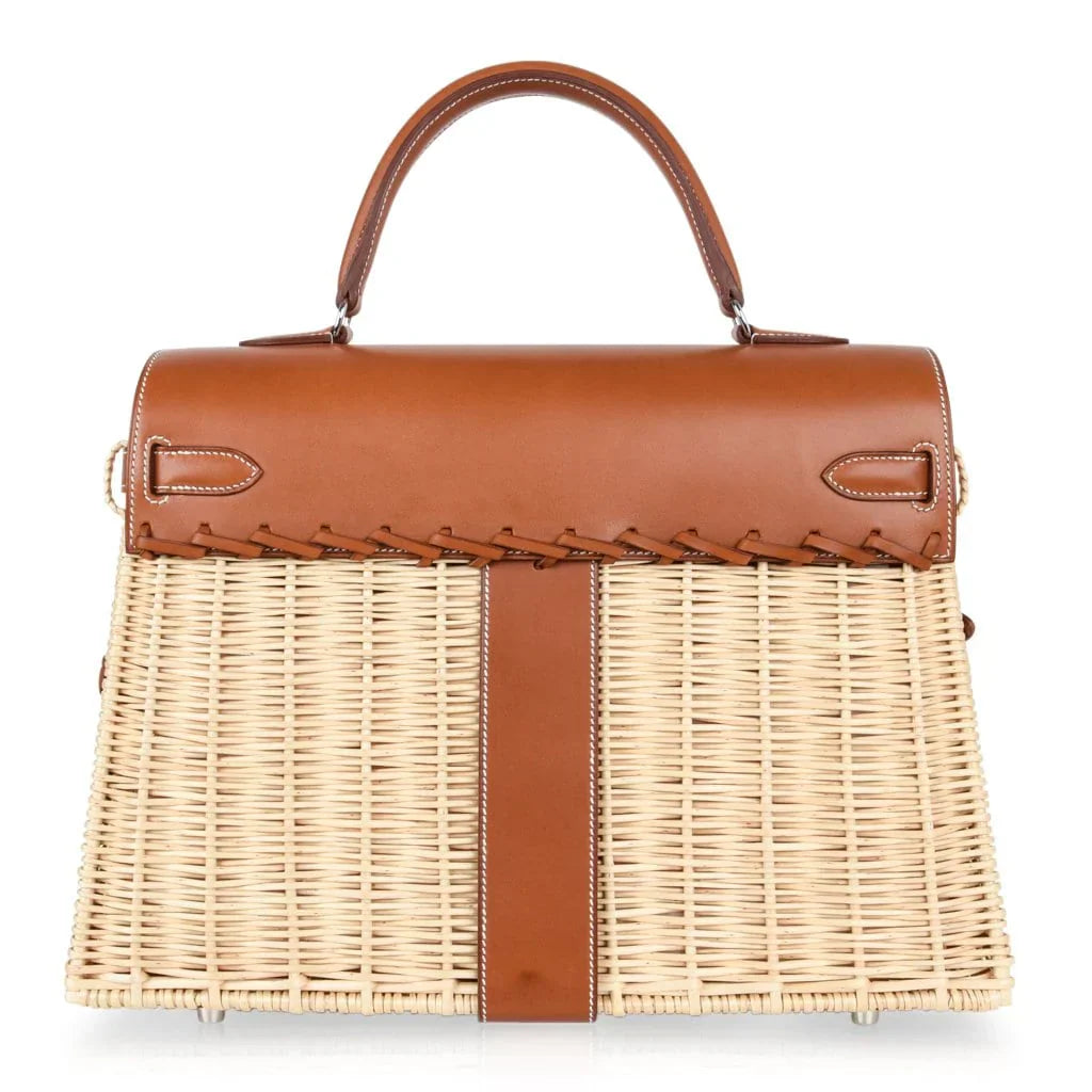 Kelly 35 Bag Picnic Wicker / Osier Palladium Hardware Limited Edition