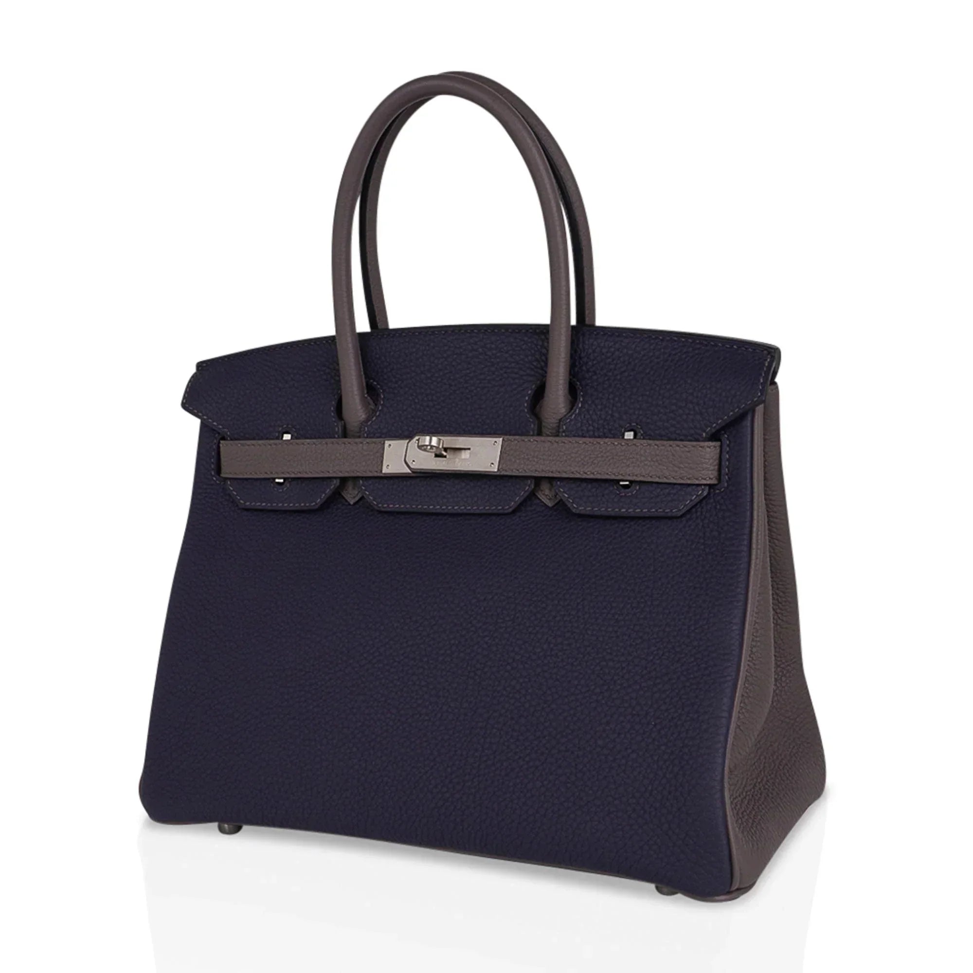 Special Order HSS Birkin 30 Bag Blue Nuit & Etain Togo Leather with Brushed Palladium Hardware