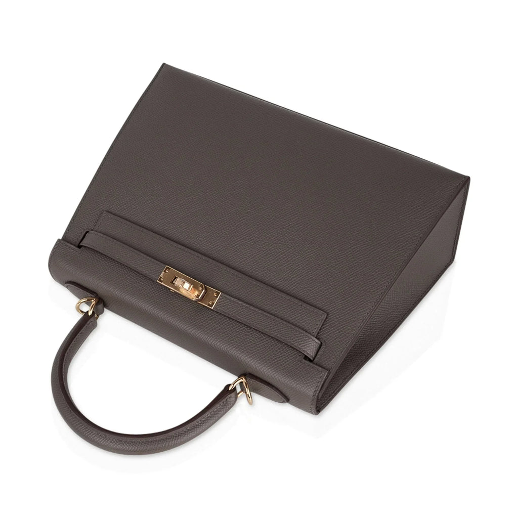 Kelly Sellier 25 Bag Etain Gold Hardware Epsom Leather New