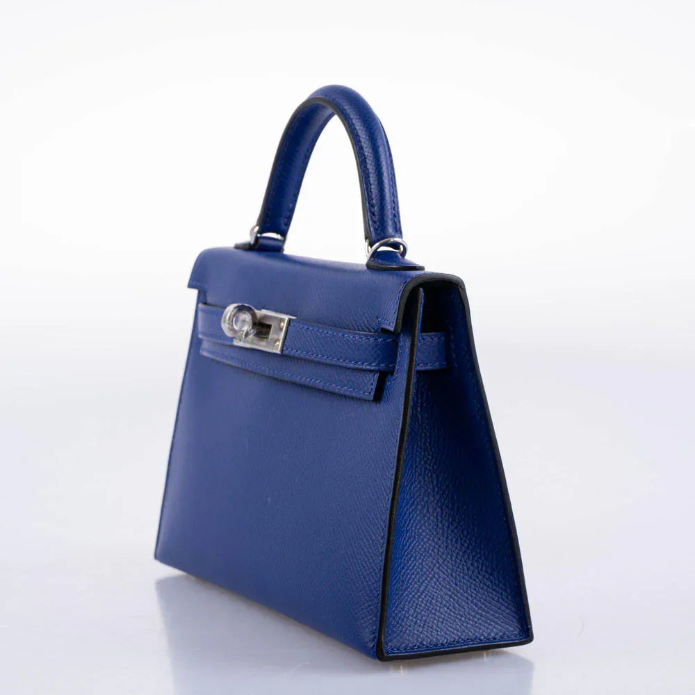 Kelly Mini II Sellier Blue Electric Epsom Palladium Hardware