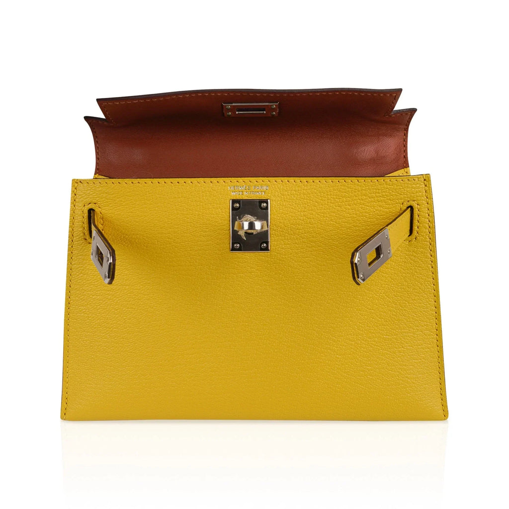 Verso Mini Kelly 20 Bag Sellier Jaune de Naples & Gold Chevre Leather with Palladium Hardware