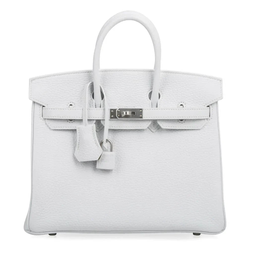 Birkin 25 Bag HSS White Clemence Trench Interior Brushed Palladium Hardware