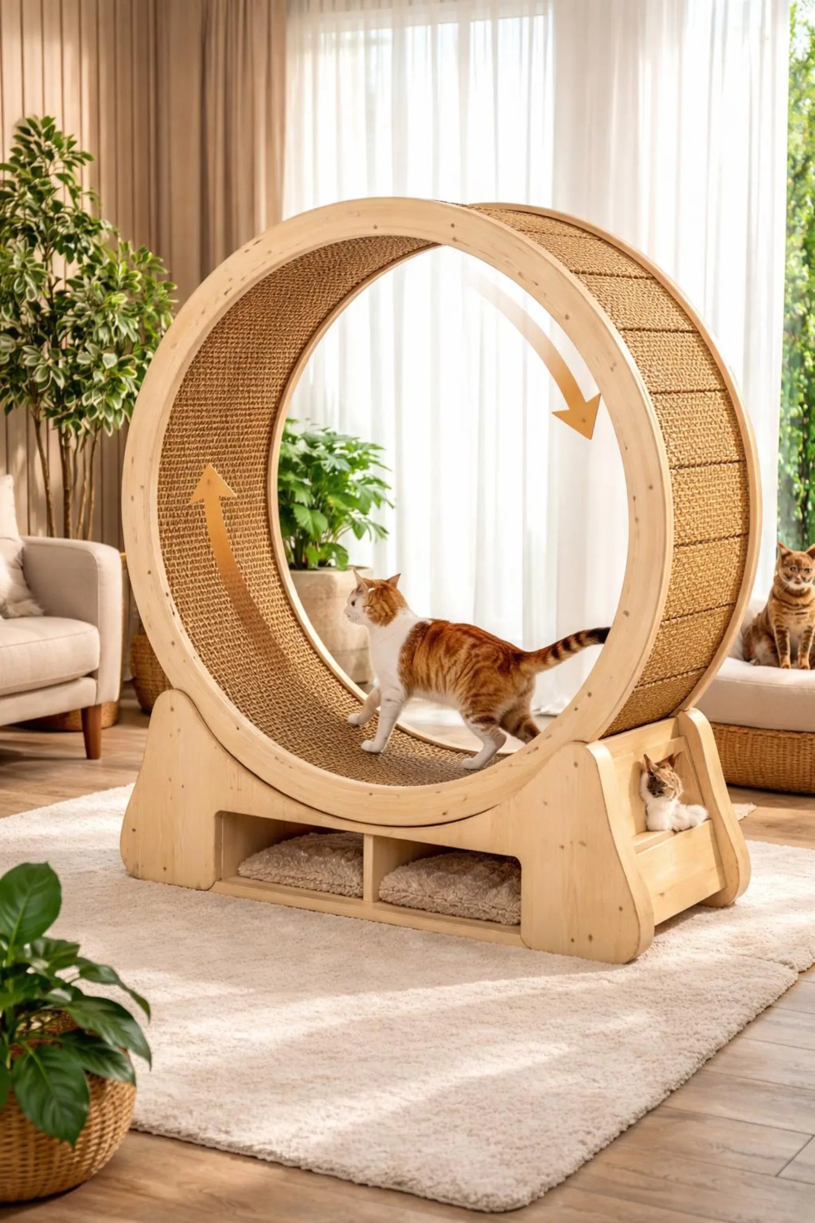 Handmade Wooden Cat Exercise Wheel