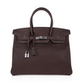 Birkin 35 Bag Ebene Barenia Faubourg Leather with Palladium Hardware
