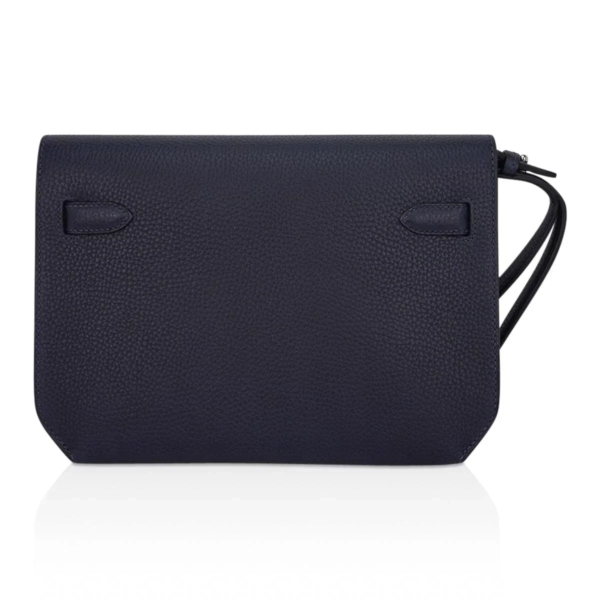 Kelly Depeches 25 Pouch Blue Ocean Galop D’Vache Leather with Palladium Hardware