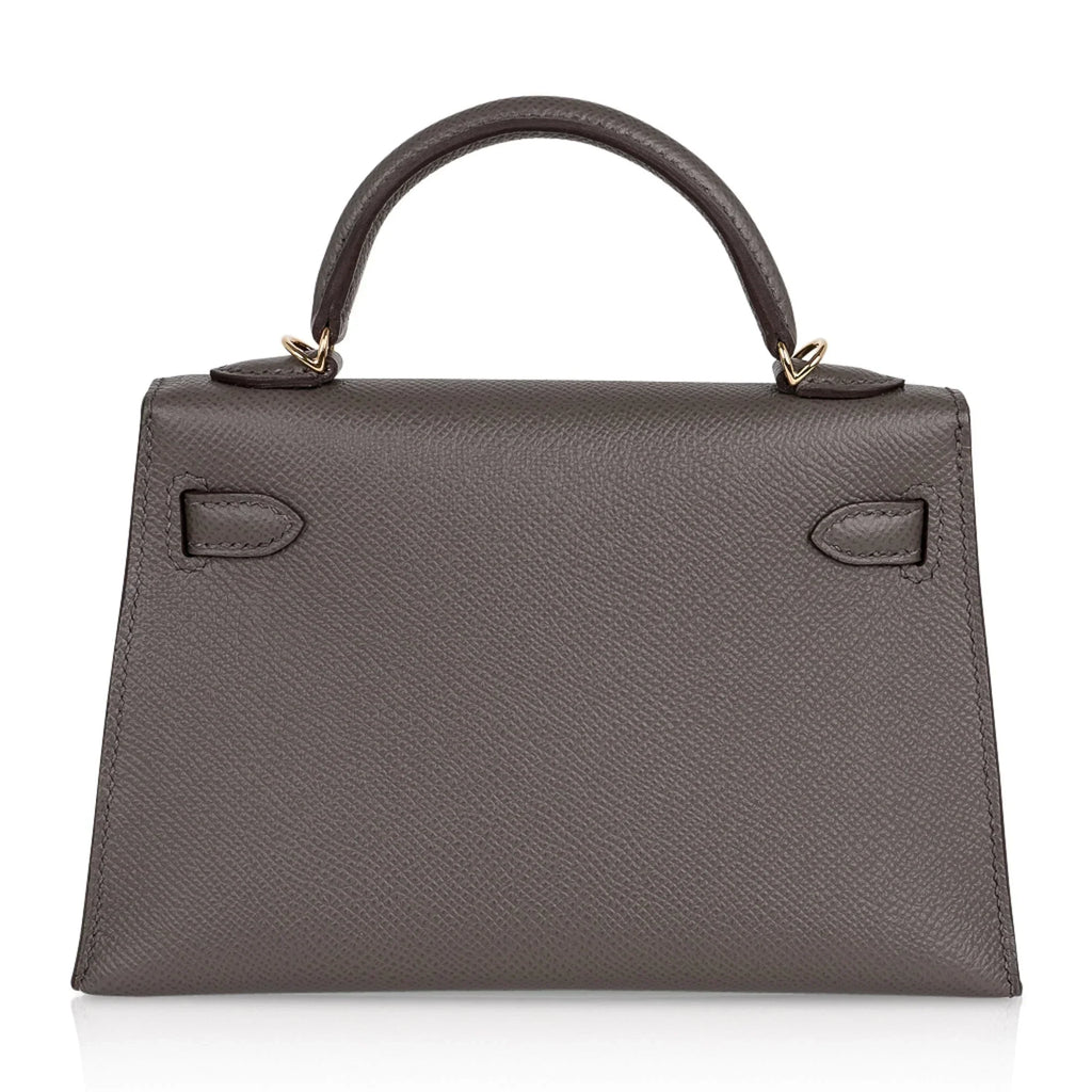Kelly 20 Mini Sellier Bag Etain Epsom Leather Gold Hardware New w/Box