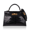 Kelly 20 Mini Sellier Bag Black Alligator Gold Hardware