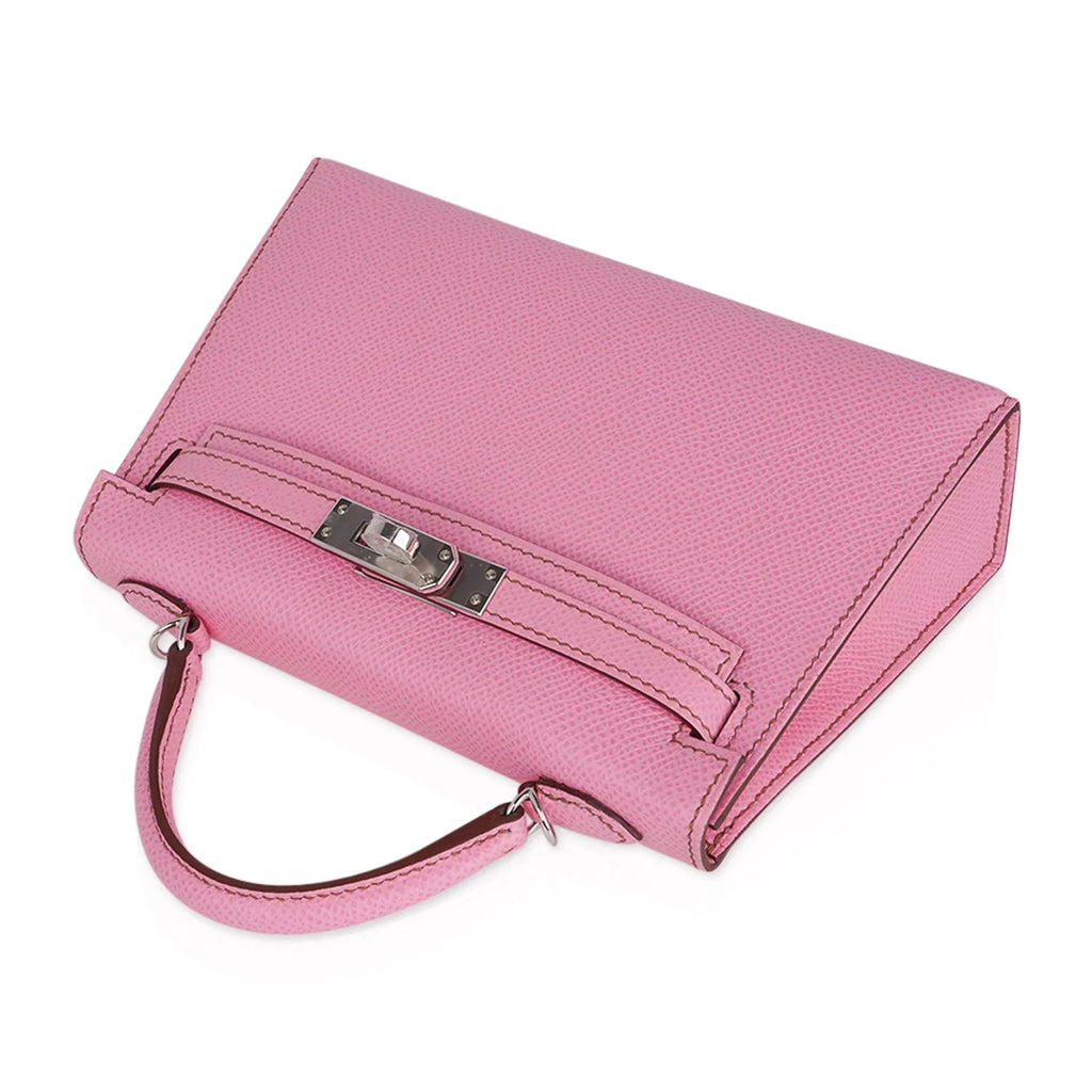 Mini Kelly 20 Sellier Bag in 5P Pink Bubblegum Epsom Leather with Palladium Hardware