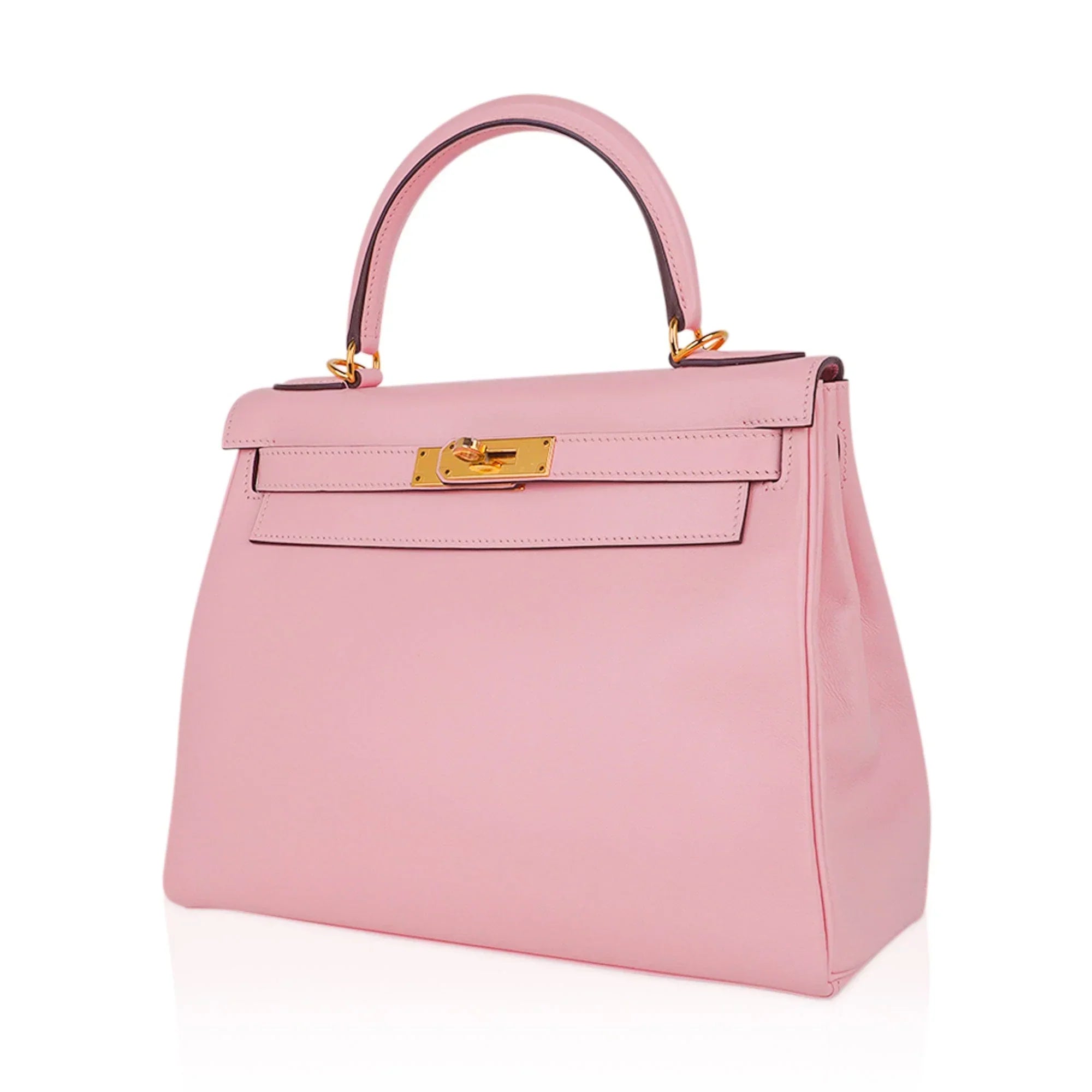 Kelly 28 Bag Rose Sakura Gold Hardware Swift Leather