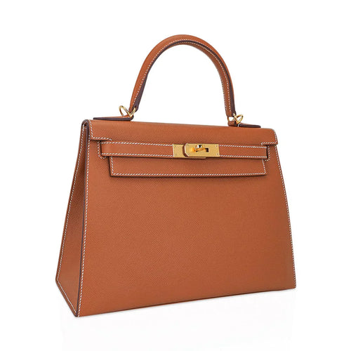 Brown Bag Gold Epsom Leather with Gold Hardware